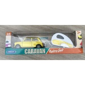 Mini Cooper Motor Car Caravan Diecast Scale Miniature Toy New